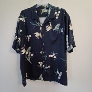 Eagle Dry Goods Silk Hawaiian Shirt Floral Print Resort Wear XL Mens Button Down